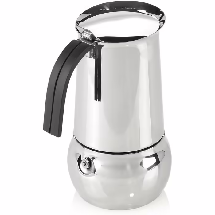 Bialetti Kitty Coffee Maker with Induction Base, Stainless Steel, Silver, 10 Cups