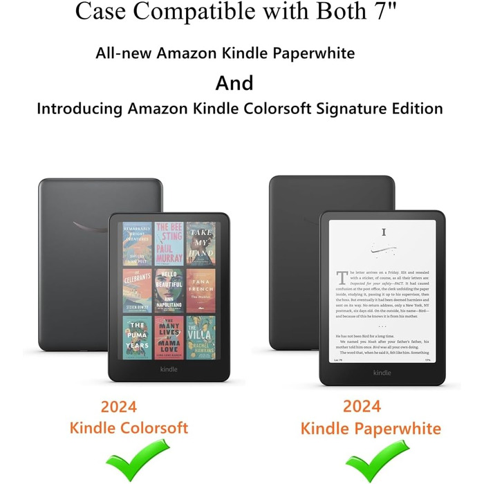 Чохол для Kindle Paperwhite (7/6/5 Gen, 12th Gen, Colorsoft 2024) - Зручний, неслизький, Mint Green