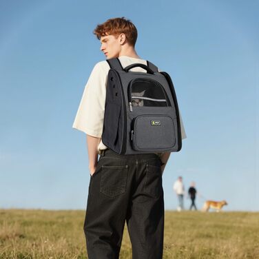 Рюкзак для собак та котів ALLSOPETS - дихаючий, складний, з фіксатором, для подорожей та прогулянок (темно-сірий)