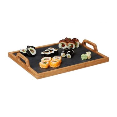 Relaxdays Serving Tray with Slate Plate