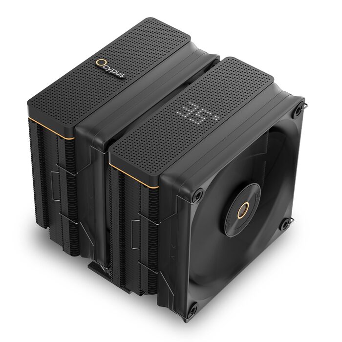 Ocypus Iota A62 BK: Кулер для CPU з цифровим дисплеєм, 6 теплових трубок, 2 вентилятори 120mm, підтримка AMD AM4/AM5, Intel LGA 115X/1200/1700/1851