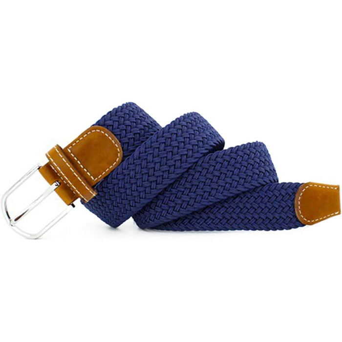 Жіночі еластичні пояси Chalier (2 шт.) - плетений стрейч-пояс, чорний та темно-синій, універсальний розмір, темно-синій та білий