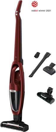 AEG QX7-1ULTAN 2in1 Cordless Vacuum Cleaner / Slim Design / Power-Soft Roller + Multi-Surface Nozzle / Hard Floors & Carpets / Up to 50 min Run Time / 21.6V / Includes Pet Hair Nozzle and Accessories / Freestanding / Red 2021 Model 21.6V With Soft Roller