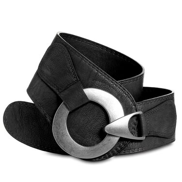 Жіночий широкий ремінь Caspar GU243 з крутою металевою пряжкою, чорний, 105 см