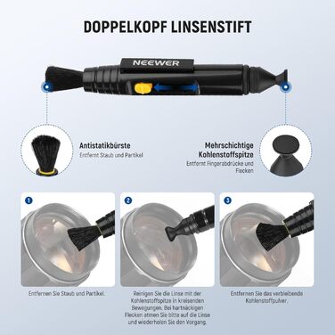 Набір для чищення оптики NEEWER 12-в-1: об'єктивів, камер, смартфонів + Lenspen, пуходуйка, спрей, серветки для сенсора