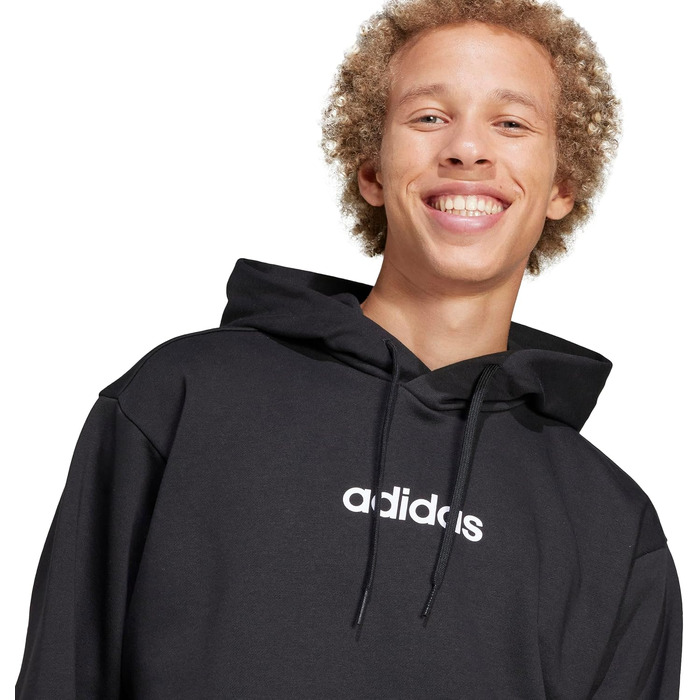 Чоловіча толстовка-худі Adidas Essential Linear Fleece чорного кольору, розмір XS