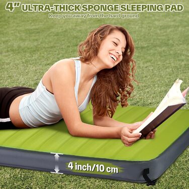 Sportneer Self-Inflating Camping Mat - 198x76cm Thick Sleeping Pad for Outdoor Adventures, Tent Use, Relaxing & Picnics