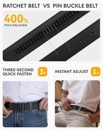 Чоловічий шкіряний ремінь CHAOREN з автоматичною застібкою, 35 мм, регульований розмір