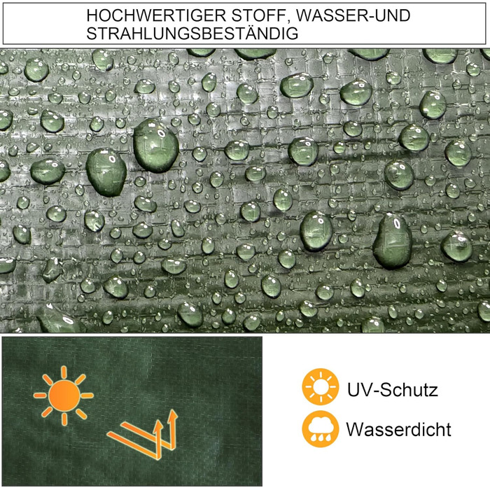 STARPYNG-140g/m² Green 5mx8m Tarpaulin, Planenabdeckung, Waterproof, UV-resistant, Weather-resistant, Covering Cars, Boats, Courtyards, Camping, Wood Tarpaulin (5m x 6m (100g/m²))