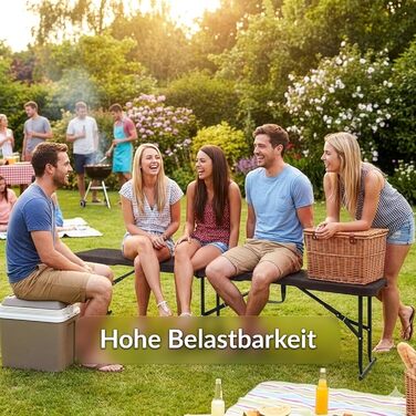 Стіл-буфет Floordirekt Buffettisch: розкладний пластиковий стіл 183x76 см з ручкою для перенесення, для саду, тераси, балкону, кемпінгу (на 6 осіб)