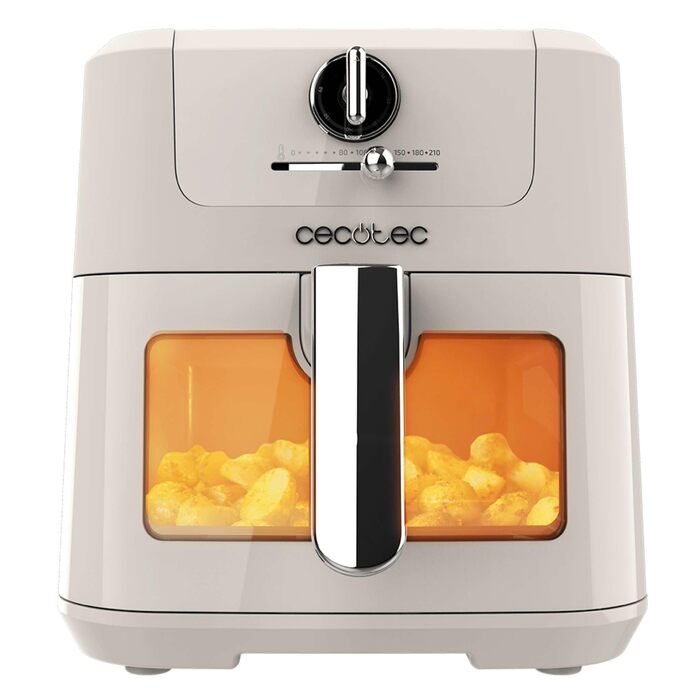 Фритюрниця Cecotec Cecofry Antique 5000 Window 5л з Air Fryer, 1500 Вт, біло-бежева - без олії, цифрове управління, PerfectCook