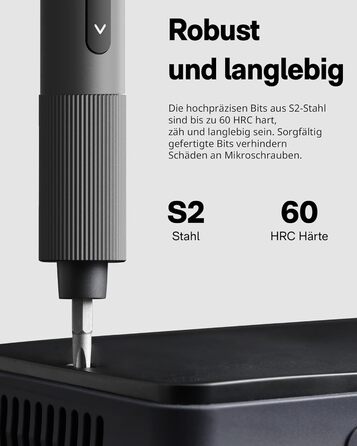 Набір викруток HOTO Feinmechaniker: електричний, магнітний, прецизійний. Для ремонту годинників, окулярів, телефонів, ПК. 170 об/хв, C4 × 28 мм