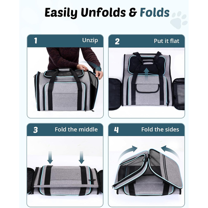 Розширювана переносна сумка для котів/собак, складана переноска для котів/собак, 47x29x29 см, переноска для котів, переноска для тварин - до 5,5 кг