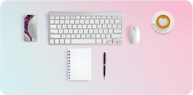 Килимок для столу з шкіри | 80x40 см | Великий килимок для миші | Нековзкий килимок для столу | Нековзний Desk Mat | Килимок для столу з округлими краями для офісу та дому (рожевий/зелений)