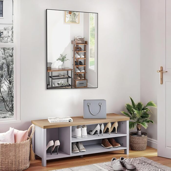 Дзеркало кругле Anyhi без рами, 40.6 см, для ванної, вітальні, спальні, монтаж на стіну, чорний