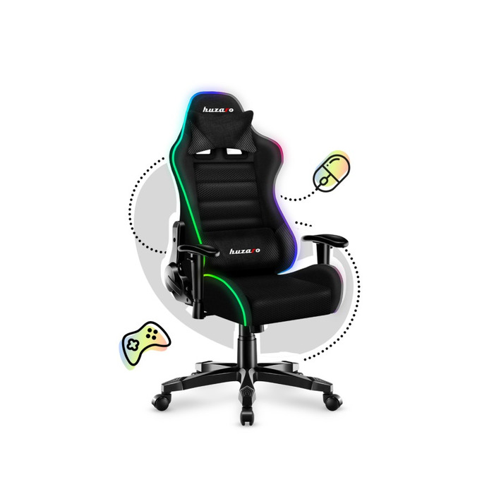 Ігрове крісло Huzaro Ranger 6.0 RGB, сітка, чорне