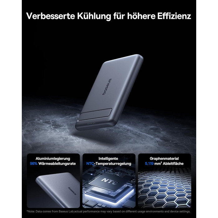 Power Bank Baseus Mini MagSafe 5000mAh з MagSafe, PD 20W, Qi2, сірий колір