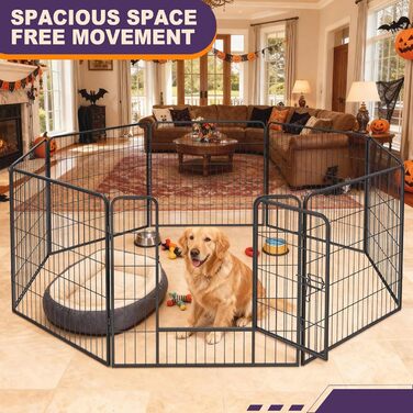 Загін для собак, комплект з 8 панелей, 80x60 см, зона відпочинку для собак та домашніх тварин, для дому та вулиці
