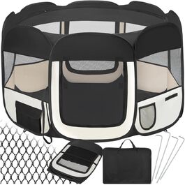 Тектейк® Вольєр для цуценят, вольєр для тварин, віп-коробка для собак, котів, кроликів, вигул, загін для квартири або кемпінгу - огорожа для собак, ґрати для собак, вольєр для вигулу, вольєр для дрібних тварин - рожевий (чорний)