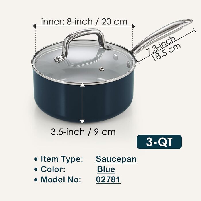 Набір посуду Cook N Home: 10 предметів, антипригарне покриття, кераміка, індукція, блакитний