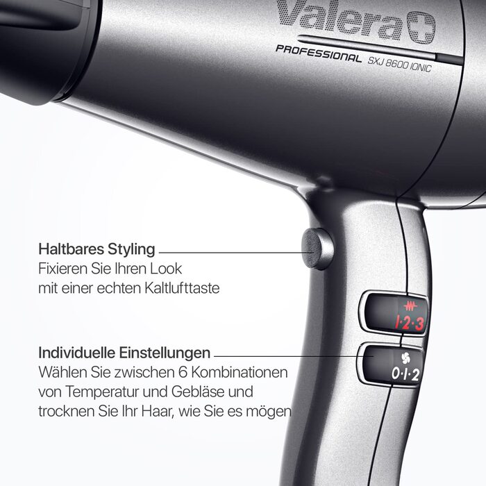 Професійний фен Valera Swiss Silent Jet 8600: 2000W, іонізація, 3 режими, чорний