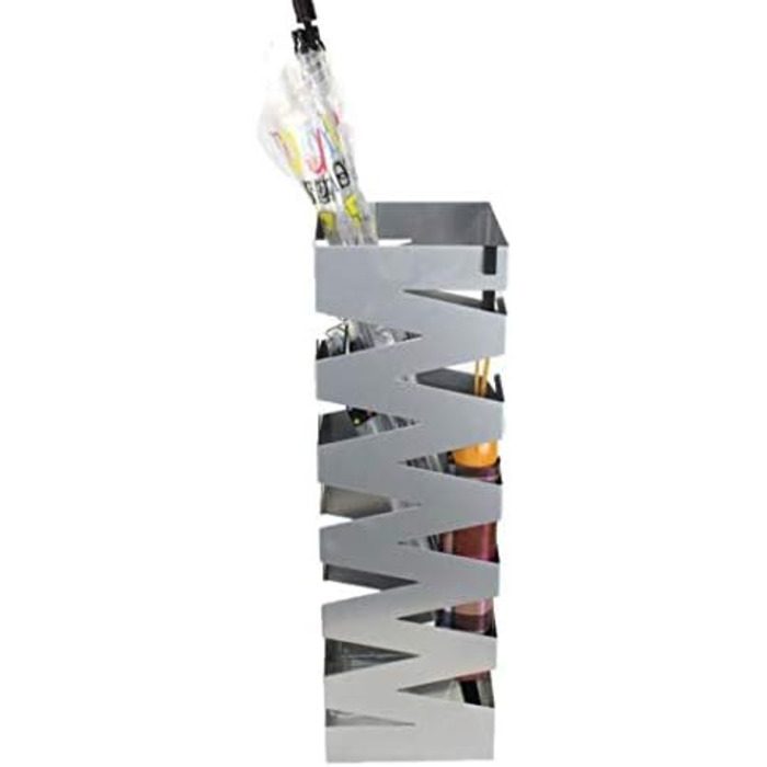 Metal Silver Umbrella Stand - Square Design, 15.5x15.5x49 cm