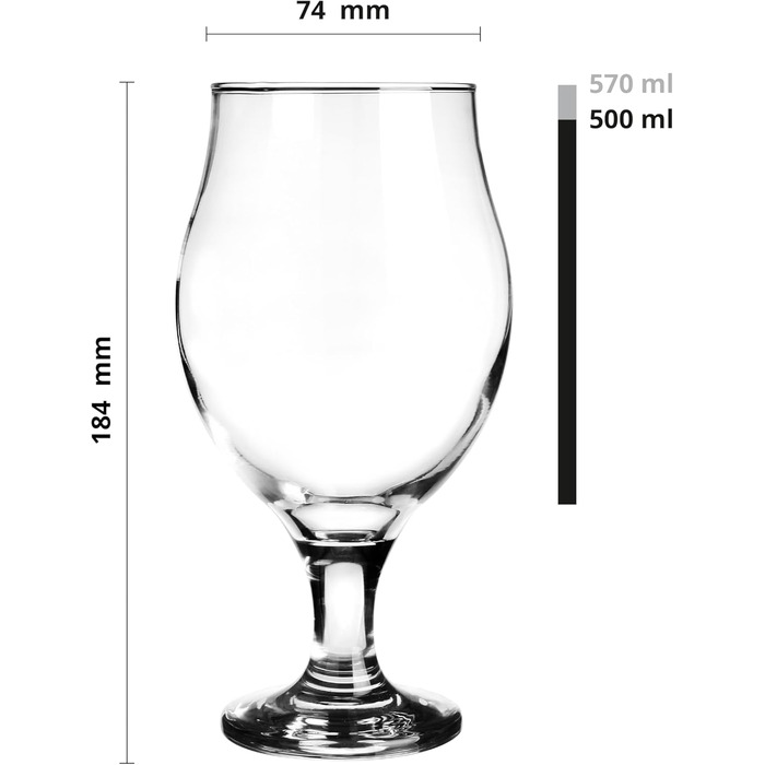 Склянки для пива KROSNO 1992 Biertulpen, набір 6 шт, 500 мл - Pils, Stout, коктейлі, сумісно з посудомийною машиною