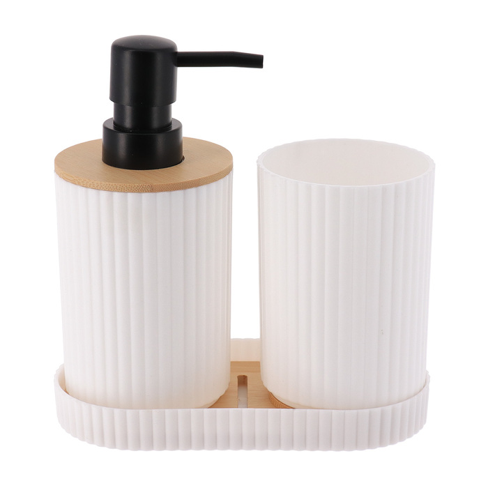 Елегантний набір для ванної кімнати (3 предмети), білий стильний комплект з мильницею