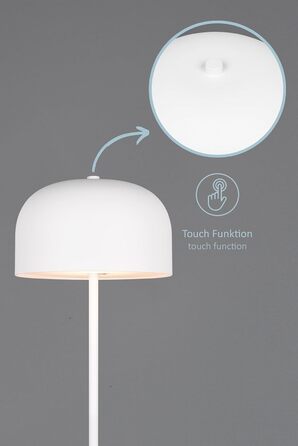 LED настільна лампа Julien: акумуляторна, USB-C, сенсорне керування, Ø 12 см, металева, 1.5W, IP20, матовий білий