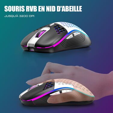 RedThunder K84 Combo: Бездротова клавіатура та миша USB, AZERTY (французька), 75% TKL, 3200 DPI (Чорний/Білий)