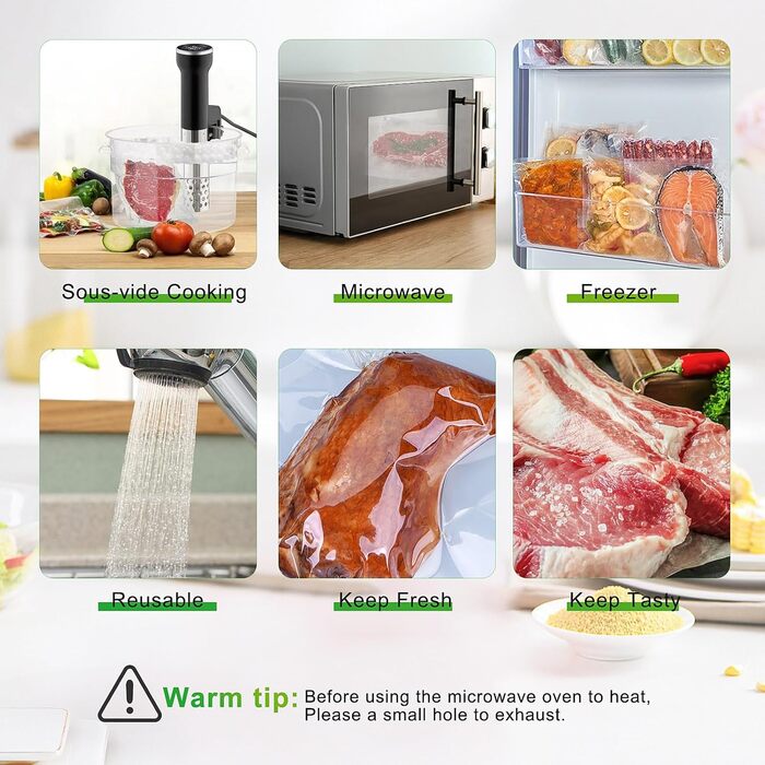 Trintion Vacuum Bags, 200 Bags 20x30cm Vacuum Bags for all Vacuum Sealers & Food Vacuum Sealer, Extractable Packaging Design, Cookable Sous Vide Freezer Bags, Embossed Air Channels