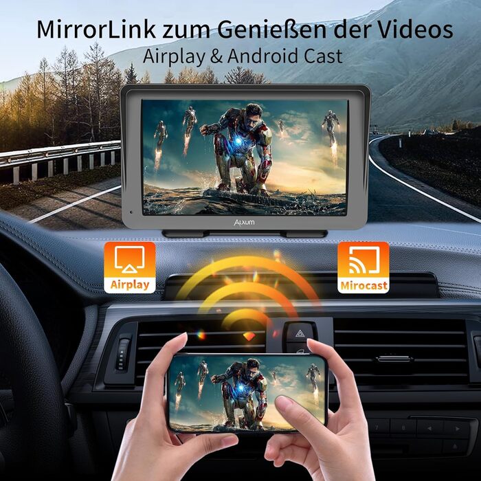 Автомобільний дисплей Alxum CarPlay 7'' IPS із FM-трансмітером, Bluetooth, монітором для авто, камерою заднього виду, підтримкою TF карти, FM і AUX для всіх авто