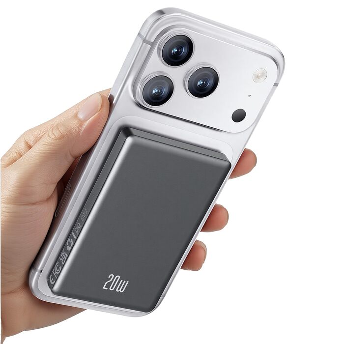 Powerbank Ntaanoo MagSafe 10000mAh для iPhone: Швидка зарядка 20W, Бездротове заряджання, Чорний