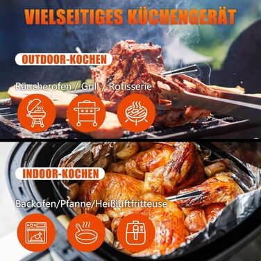 Бездротовий термометр для м'яса, приготування на грилі та в духовці з Bluetooth, таймером та сигналом, для приготування на грилі, в духовці, BBQ, для кухні та гриля EM8