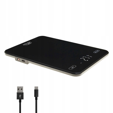 Кухонні ваги Adler чорні, 10 кг, USB-зарядка, LED-дисплей