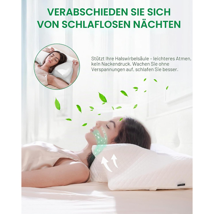 Подушка для шиї та плечей 2 в 1 з ефектом пам'яті Memory Foam, біла (70x40x8.5/14 см)