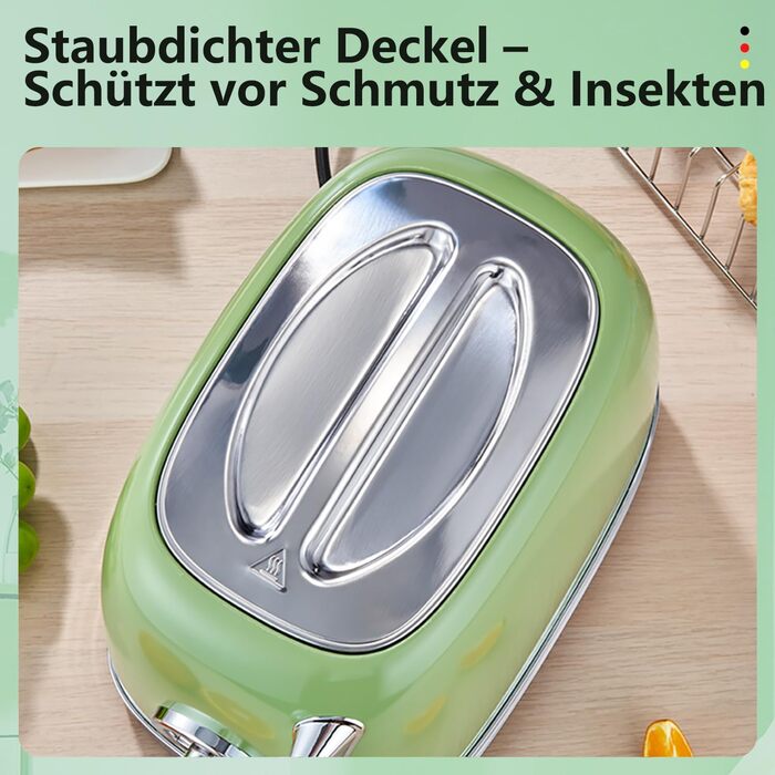 Електричний чайник та тостер-сет Retro з нержавіючої сталі, 2200 Вт, 1.8 л, для чаю, кави, дитячого харчування, без BPA, зелений