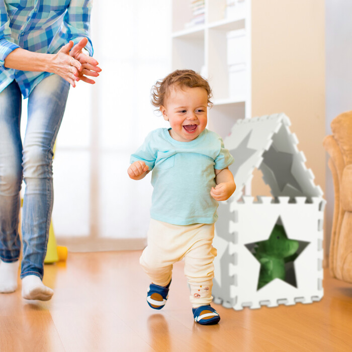 Relaxdays Puzzle Mat Stars Light Grey