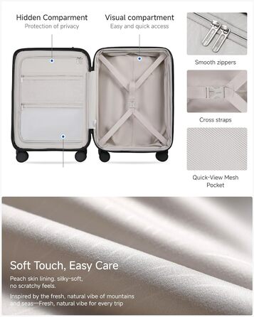 Чемодан-валіза LUGGEX на ручках з відділенням для ноутбука – розширюваний жорсткий валіза з полікарбонату з TSA-замком (Чорний, 56×38×24 см)