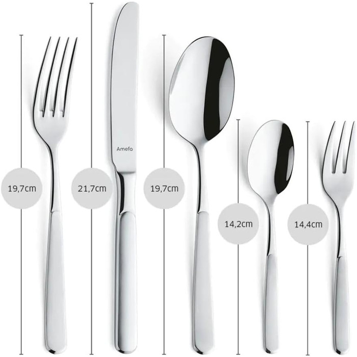 Amefa SATINA Cutlery Set, 30-Piece, Cutlery for 6 People, Dishwasher-Safe, Stainless Steel 18/10, Special Wave Cut, Hardened Blade Steel Satina 30-Piece