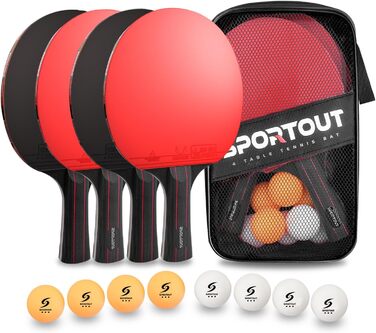 Portable Table Tennis Set with Paddles & Balls - Indoor/Outdoor Table Tennis Set - 4 Paddles & 8 Balls