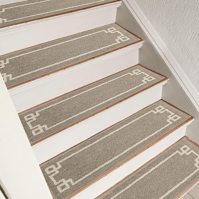 Килимочки на сходи BEQHAUSE, набір з 15 шт., самоклеючі, для дітей, літніх людей та домашніх тварин, 100% поліестер, TPE-підкладка, 22x70 см, бежевий