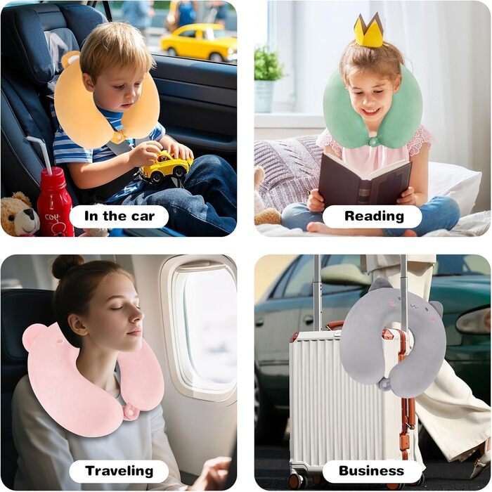 Подушка для шиї Tier Reisekissen з ефектом пам'яті, колір сірий (кіт)