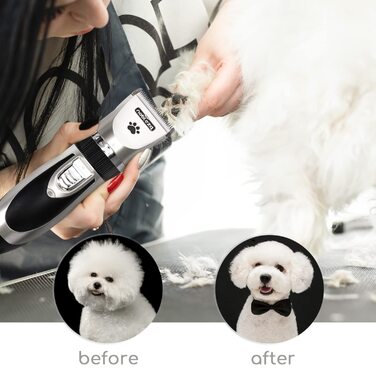 Електрична машинка для стрижки собак та котів - професійна бездротова модель, срібна