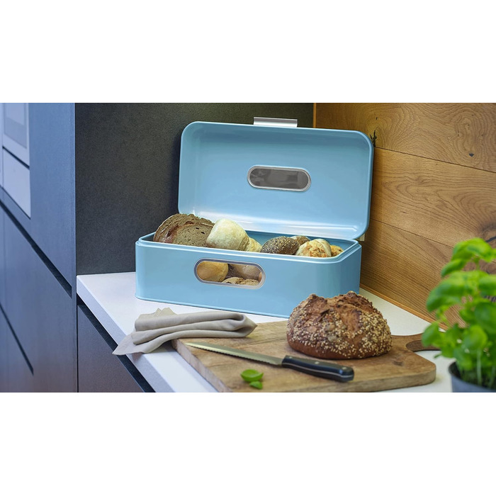 Echtwerk Brotkaten: Металева брудна коробка для хліба, ретро-дизайн, 30x20x16.5 см, 1 шт. (Світло-блакитний, Big, Single)