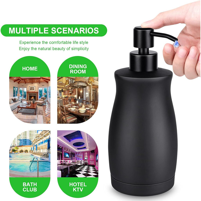 Дозатор мила для кухні та ванної кімнати з нержавіючої сталі, 390 мл, чорний