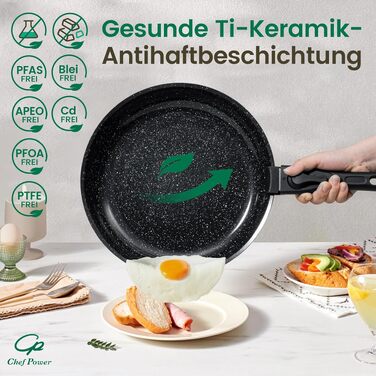 Набір посуду Chef Power 19 предметів: каструлі та сковорідки з титано-керамічним антипригарним покриттям та знімними ручками, для всіх типів плит, чорний