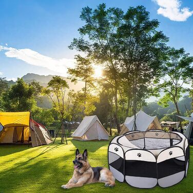 Вольєр для цуценят/кошенят, складаний, чорний, водонепроникний, портативний, з сіткою, 72x72x45 см