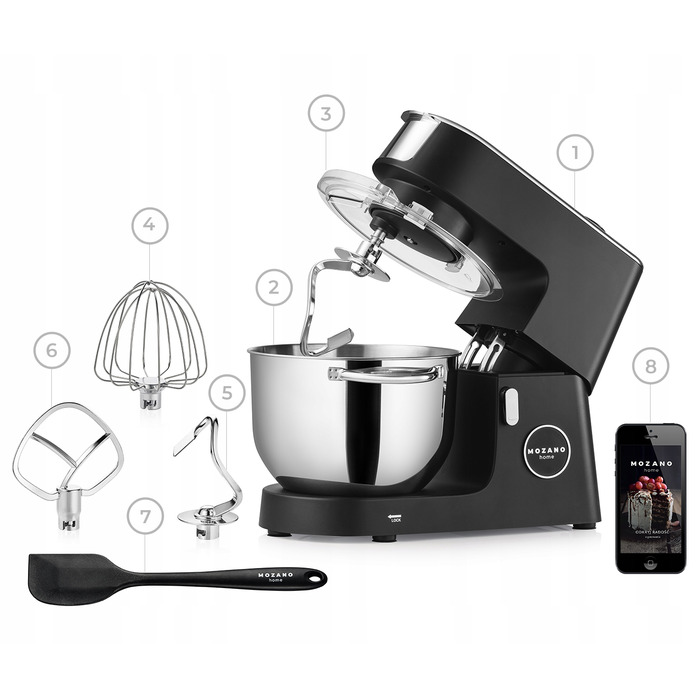 Кухонний комбайн Mozano Kitchen Machine 3200, 2300 Вт, чорний