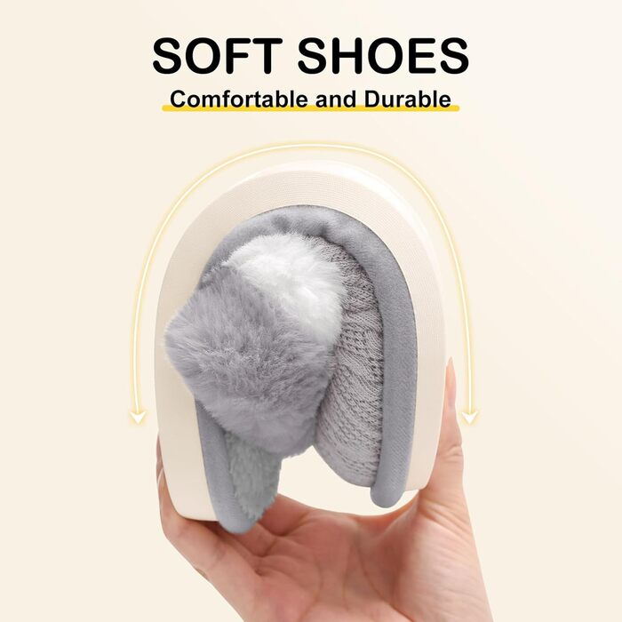 Тапочки жіночі Xnova, плюшеві, м'які, з пам'яттю, антиковзкі, теплі зимові, сірі, 44/45 EU